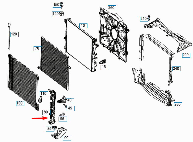 MERCEDES-BENZ C-CLASS W205 Radiator Left Bracket A0995040140 New Genuine